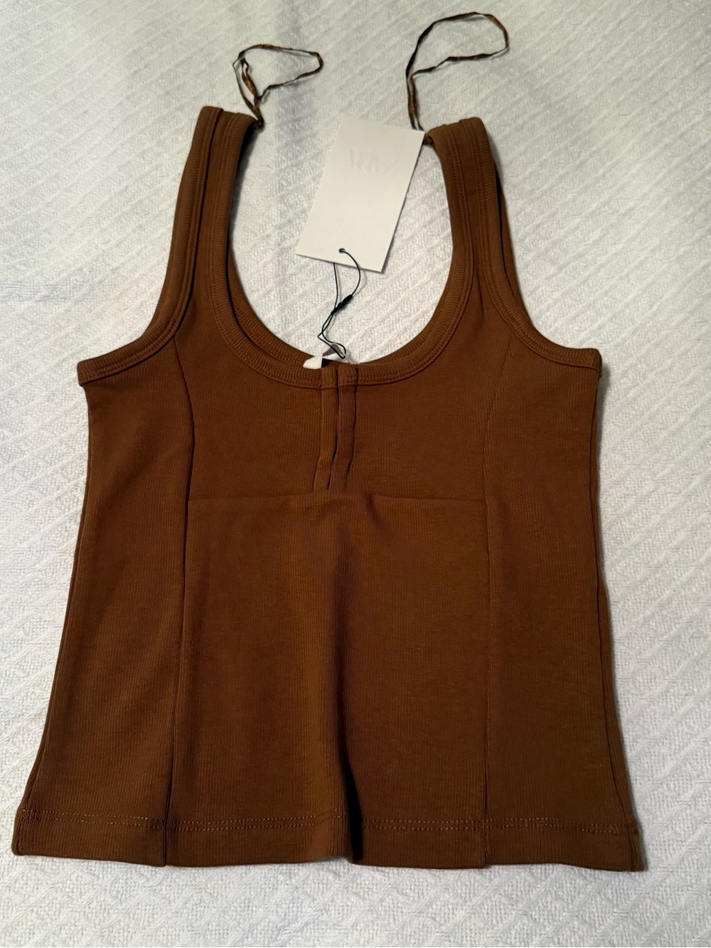 Zara Brown Ribbed Tank Top